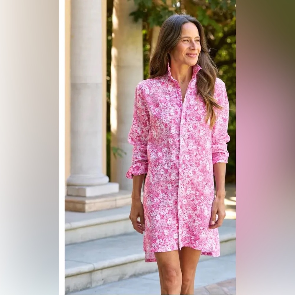 Frank & Eileen Pink Linen Hunter Shirtwaist Dress Medium
